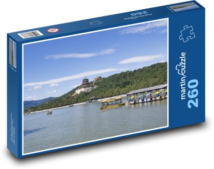 Jazero Kunming - prístav, Čína - Puzzle 260 dielikov, rozmer 41x28,7 cm