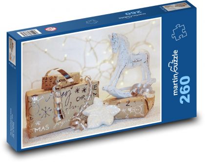 Vánoční dárky - překvapení, vánoce - Puzzle 260 dílků, rozměr 41x28,7 cm