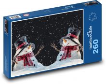 Snowmen in winter - night, snow Puzzle 260 pieces - 41 x 28.7 cm 