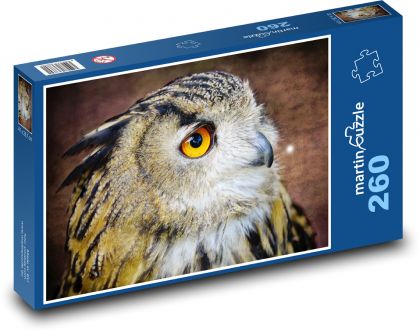 Wielka sowa rogata - ptak, drapieżnik - Puzzle 260 elementów, rozmiar 41x28,7 cm
