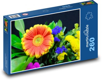 Gerbera - kytice, květy - Puzzle 260 dílků, rozměr 41x28,7 cm