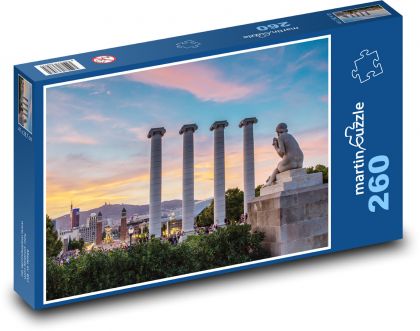 Barcelona - plac, zachód słońca - Puzzle 260 elementów, rozmiar 41x28,7 cm