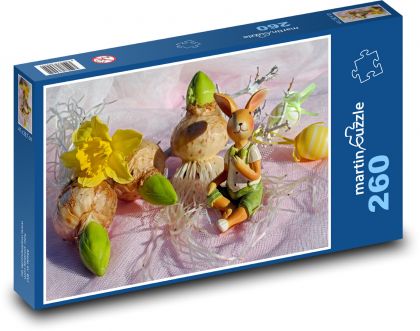 Velikonoční zajíček - narcis, králík - puzzle 260 dílků