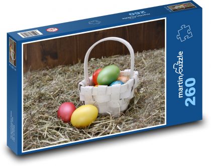 Velikonoční vajíčka - košík, vejce - Puzzle 260 dílků, rozměr 41x28,7 cm