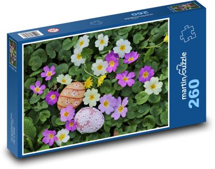 Veľkonočie vajcia - primule, kraslice - Puzzle 260 dielikov, rozmer 41x28,7 cm
