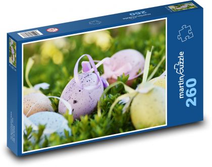Veľká noc - farebné vajíčko, dekorácie - Puzzle 260 dielikov, rozmer 41x28,7 cm