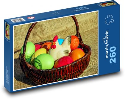 Easter theme - basket decoration, eggs - Puzzle 260 pieces, size 41x28.7 cm 