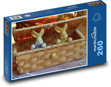Hasen - Dekoration, Korb - Puzzle - 260 Teile