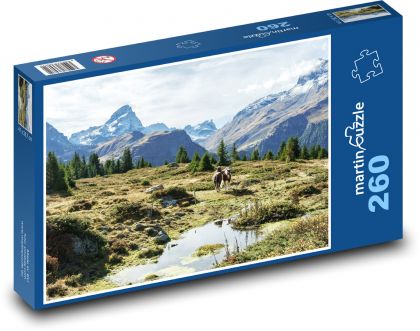 Švajčiarske hory - krajina, príroda - Puzzle 260 dielikov, rozmer 41x28,7 cm