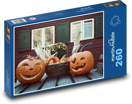 Halloween - dýně, dekorace - puzzle 260 dílků