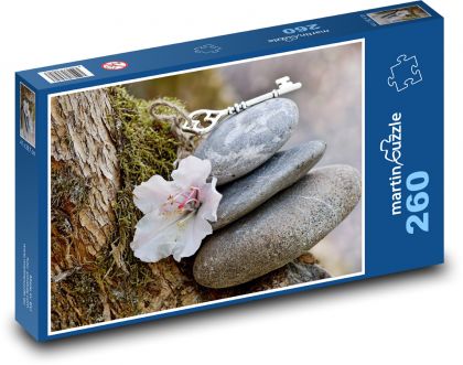 Kamene - kvet, kľúč - Puzzle 260 dielikov, rozmer 41x28,7 cm