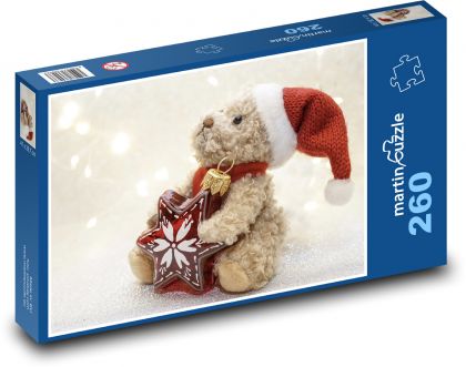 Słodki miś - Boże Narodzenie, gwiazda - Puzzle 260 elementów, rozmiar 41x28,7 cm