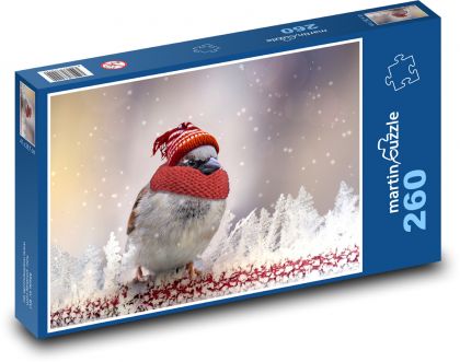 Sparrow - winter, snow - Puzzle 260 pieces, size 41x28.7 cm 