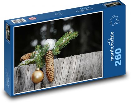 Vánoce - větev, dekorace - Puzzle 260 dílků, rozměr 41x28,7 cm