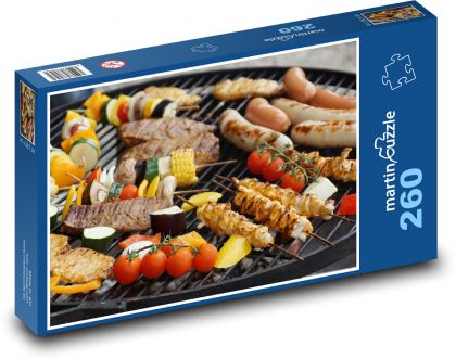 Grilované jedlá - mäso, grilovacie špízy - Puzzle 260 dielikov, rozmer 41x28,7 cm