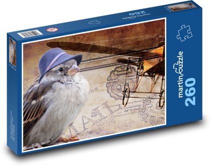 Wróbel - ptak, odlecieć - Puzzle 260 elementów, rozmiar 41x28,7 cm