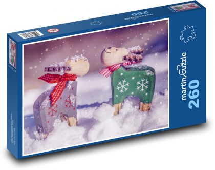 Reindeer - Christmas decoration, snow - Puzzle 260 pieces, size 41x28.7 cm 
