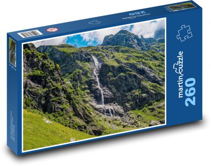 Hory - Alpy, vodopád - Puzzle 260 dílků, rozměr 41x28,7 cm