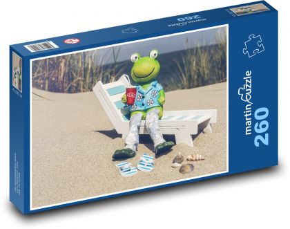 Żaba - wakacje, plaża - Puzzle 260 elementów, rozmiar 41x28,7 cm