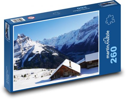 Krajobraz śniegu - zima, góry - Puzzle 260 elementów, rozmiar 41x28,7 cm