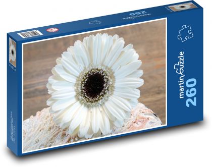 Bílá gerbera - květina, zahrada - puzzle 260 dílků