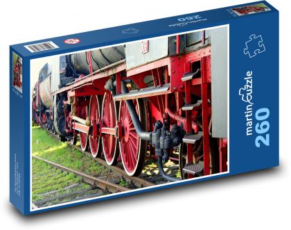 Parní lokomotiva - kola, vlak - Puzzle 260 dílků, rozměr 41x28,7 cm