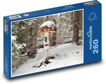 Houba - les v zimě, sníh - Puzzle 260 dílků, rozměr 41x28,7 cm