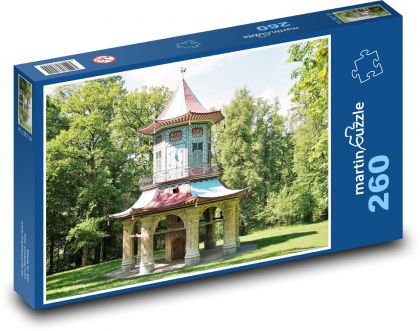 Vlašim - čínský letohrádek, zámecký park  - Puzzle 260 dílků, rozměr 41x28,7 cm