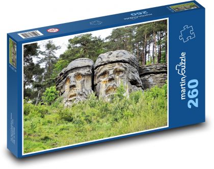 Sandstone rocks - carved heads, forest - Puzzle 260 pieces, size 41x28.7 cm 