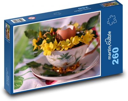 Veľkonočná výzdoba - vajce, kvetina - Puzzle 260 dielikov, rozmer 41x28,7 cm