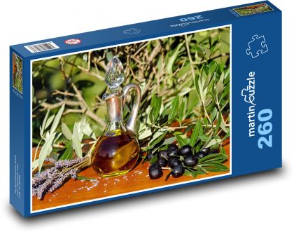 Olivový olej - olivy, květiny - Puzzle 260 dílků, rozměr 41x28,7 cm