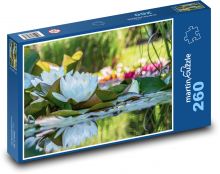 Biela lekná - kvitnúce rastliny, rybník Puzzle 260 dielikov - 41 x 28,7 cm 