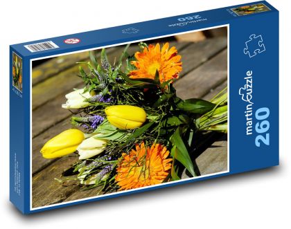 Spring flowers - tulips, bouquets - Puzzle 260 pieces, size 41x28.7 cm 