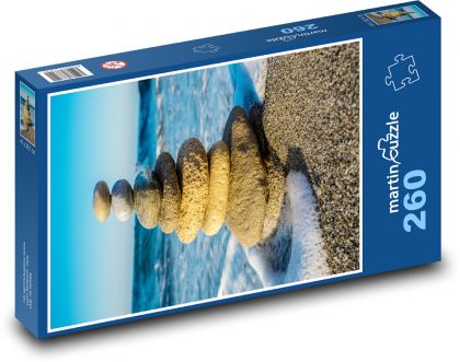 Písečná pláž - kameny, relax - Puzzle 260 dílků, rozměr 41x28,7 cm