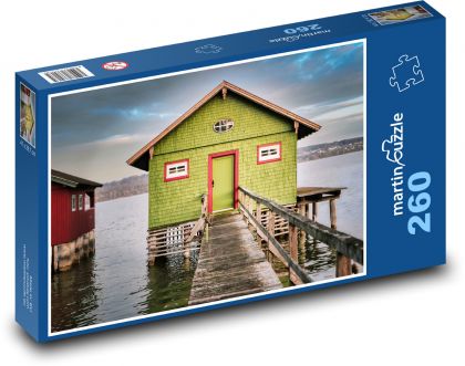 Jazero - breh rieky, dom - Puzzle 260 dielikov, rozmer 41x28,7 cm