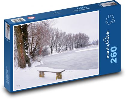 Zimní krajina - zamrzlý rybník, zima  - Puzzle 260 dílků, rozměr 41x28,7 cm