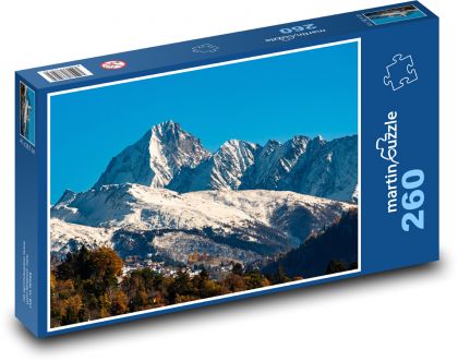 Alpy - hory, dediny - Puzzle 260 dielikov, rozmer 41x28,7 cm