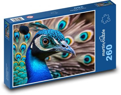 Colored peacock - bird, animal - Puzzle 260 pieces, size 41x28.7 cm 
