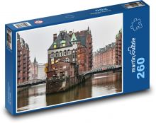 Speicherstadt - Hamburg, vodný hrad Puzzle 260 dielikov - 41 x 28,7 cm 