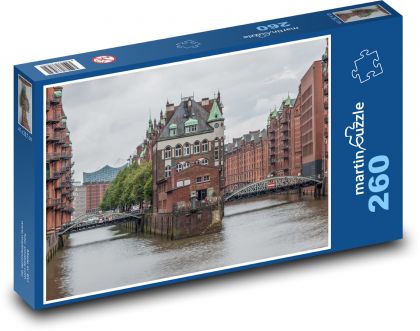 Hamburg - vodní zámek, Speicherstadt - Puzzle 260 dílků, rozměr 41x28,7 cm