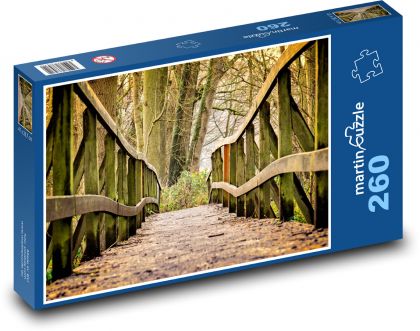 Dřevěný most - cesta, park - Puzzle 260 dílků, rozměr 41x28,7 cm