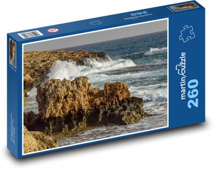 Skalnaté pobřeží - vlny, moře  - Puzzle 260 dílků, rozměr 41x28,7 cm