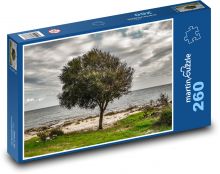 Strom pri mori - pláž, obloha Puzzle 260 dielikov - 41 x 28,7 cm 