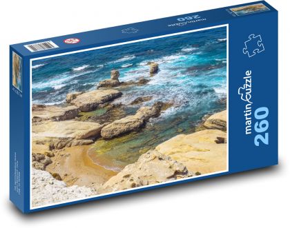 Pláž - skalnaté pobřeží, moře - puzzle 260 dílků