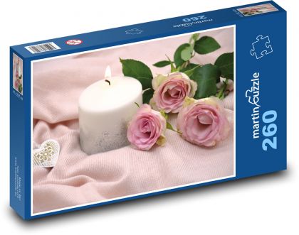 Světlo svíčky - růže, srdce - Puzzle 260 dílků, rozměr 41x28,7 cm