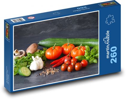 Zelenina - uhorka, paradajky - Puzzle 260 dielikov, rozmer 41x28,7 cm