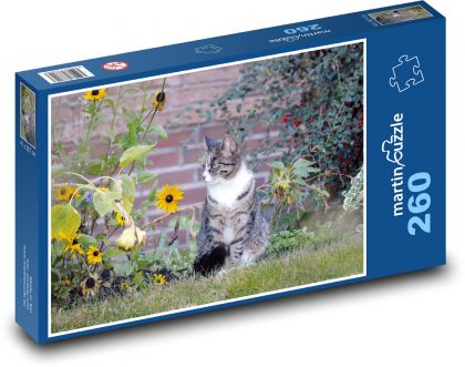 Kočka - domácí zvíře, zahrada  - Puzzle 260 dílků, rozměr 41x28,7 cm
