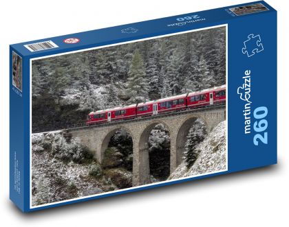 Švýcarsko - vlak, železnice - Puzzle 260 dílků, rozměr 41x28,7 cm