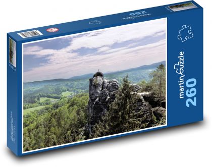 Skała Děčín - krajobraz, panorama - Puzzle 260 elementów, rozmiar 41x28,7 cm