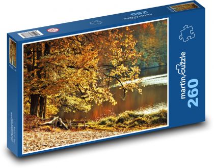 Jesenná krajina - jazero, stromy - Puzzle 260 dielikov, rozmer 41x28,7 cm